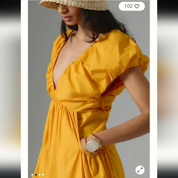 Anthropologie Ruched  Neck Romper with Pockets NWT XL - Picture 3 of 9